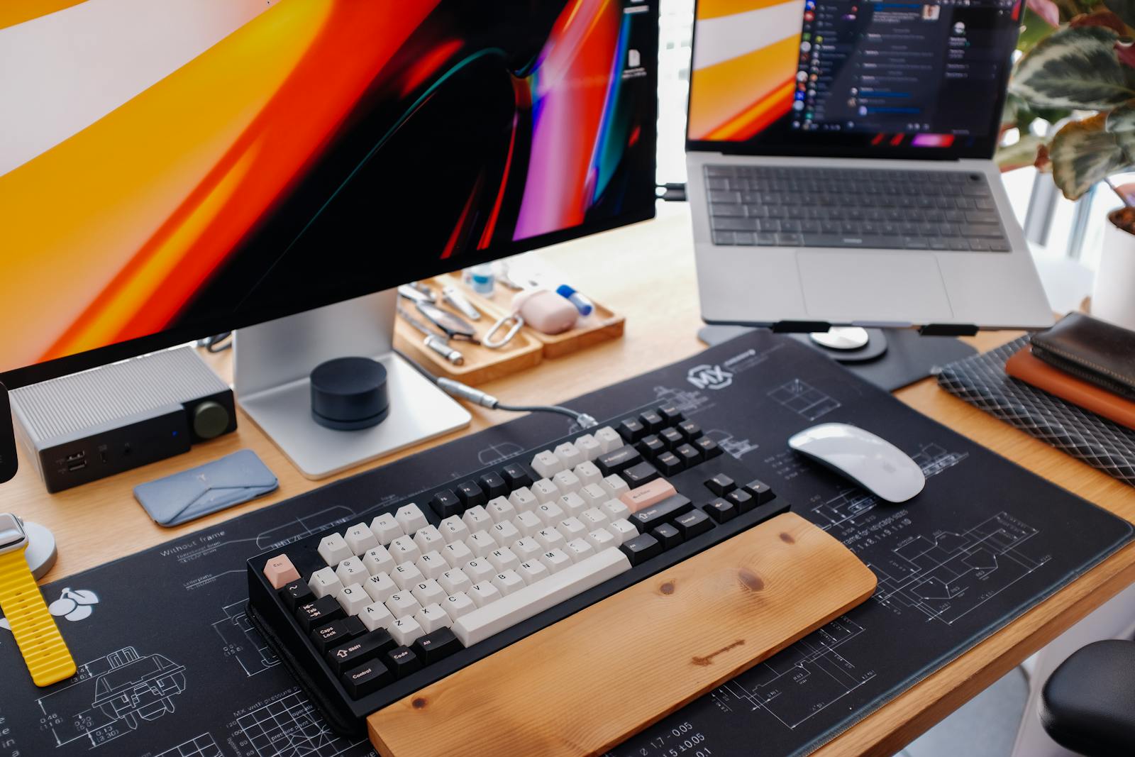 Real desk setup with monitor and workspace accessories