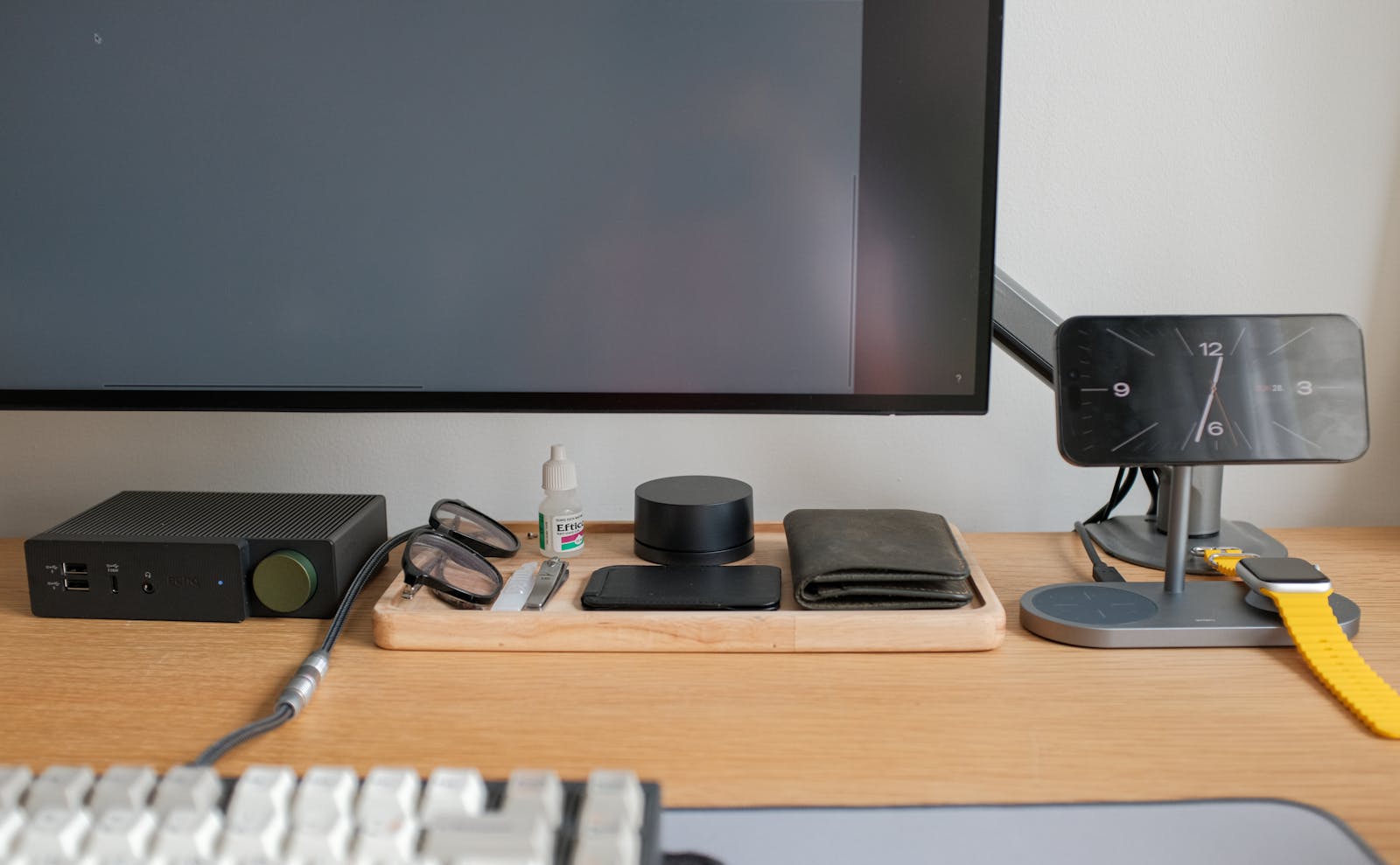 Real workspace with desk accessories