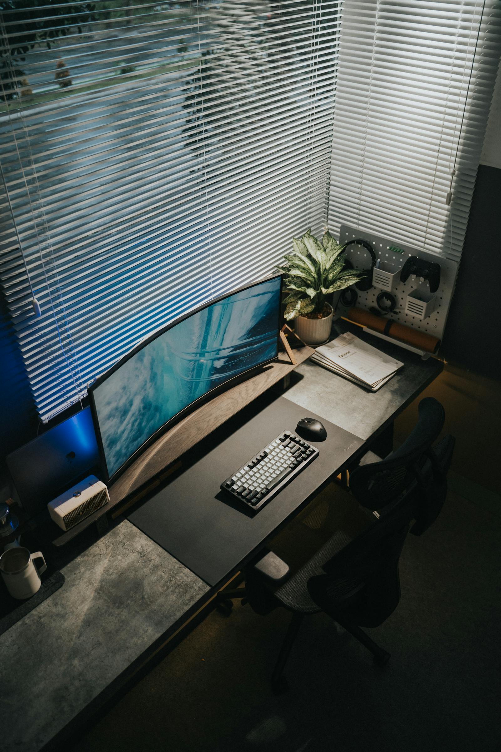 Real desk layout with practical tech tools